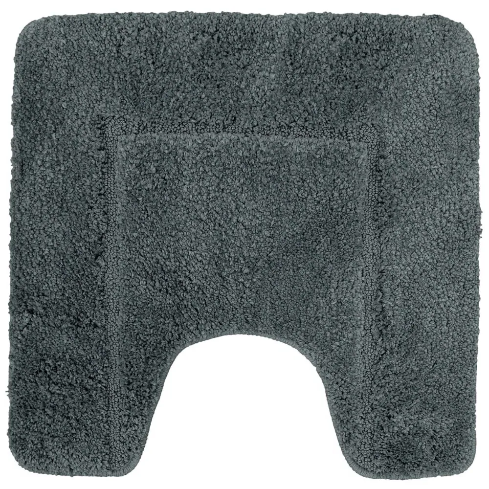 Charcoal Micro Fibre Bath Mat Set - Charcoal, Polyester