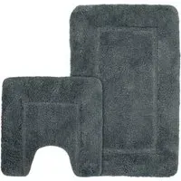 Charcoal Micro Fibre Bath Mat Set - Charcoal, Polyester