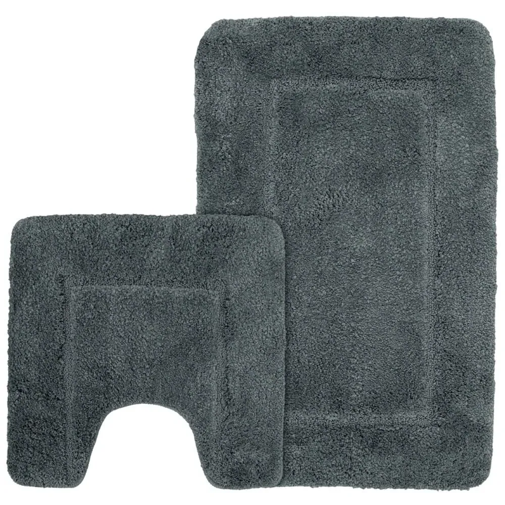 Charcoal Micro Fibre Bath Mat Set - Charcoal, Polyester