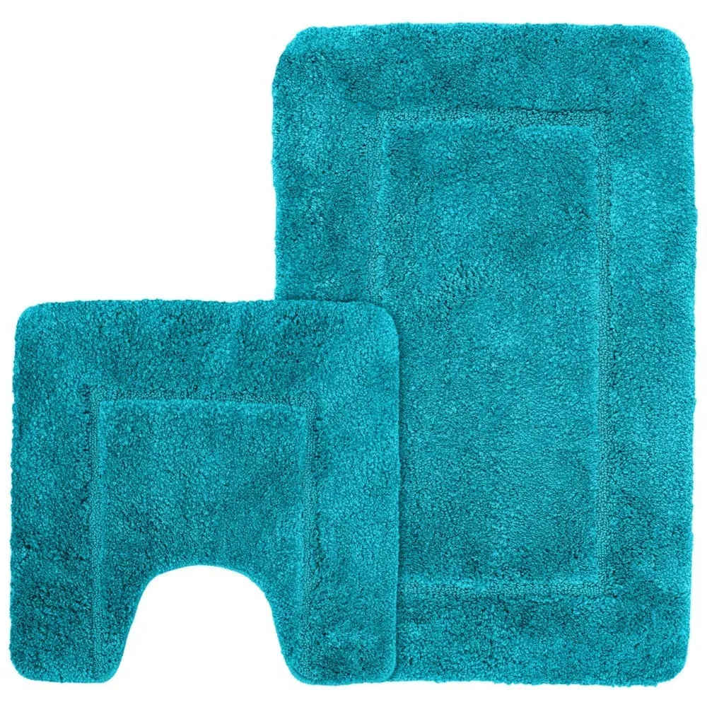 Jade Micro Fibre Bath Mat Set - Blue image