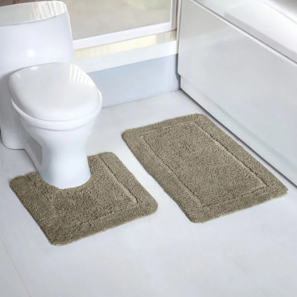 Micro Fibre Bath Mat Set - Brown