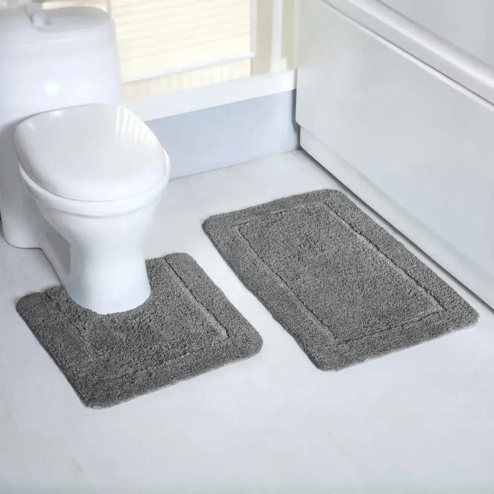 Micro Fibre Bath Mat Set - Grey