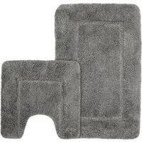 Micro Fibre Bath Mat Set - Grey