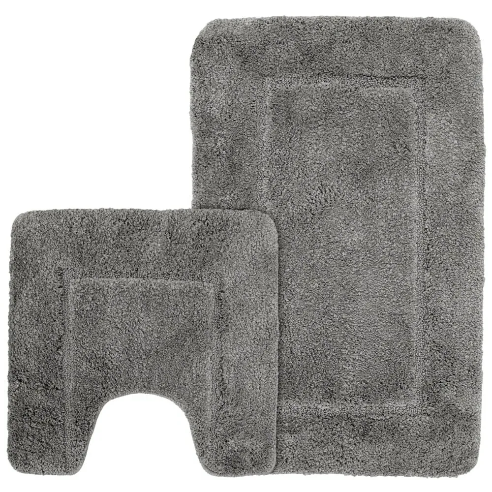 Micro Fibre Bath Mat Set - Grey