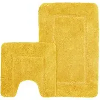 Ochre Micro Fibre Bath Mat Set - Yellow, Polyester