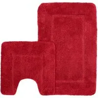 Red Micro Fibre Bath Mat Set - Red, Polyester