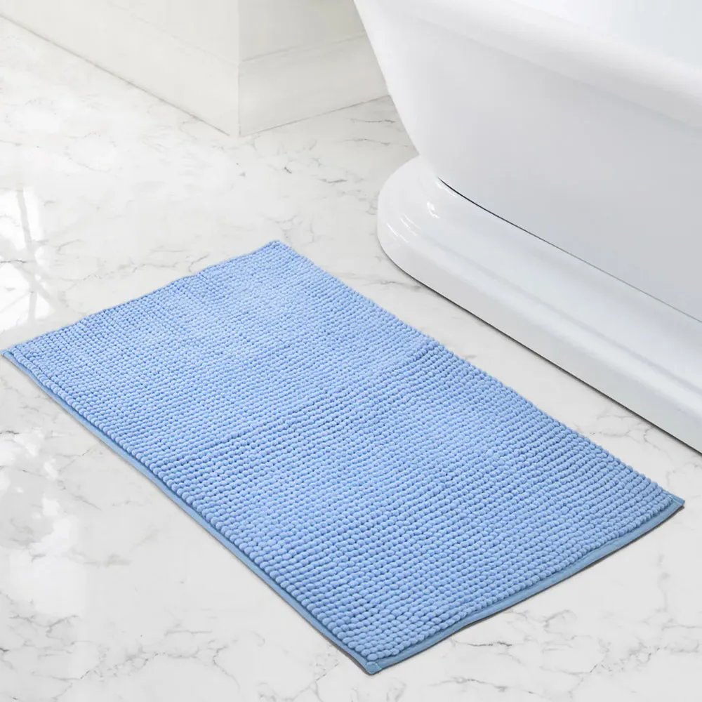 Shaggy Noodle Bath Mat 50 x 80cm - Blue, Polyester