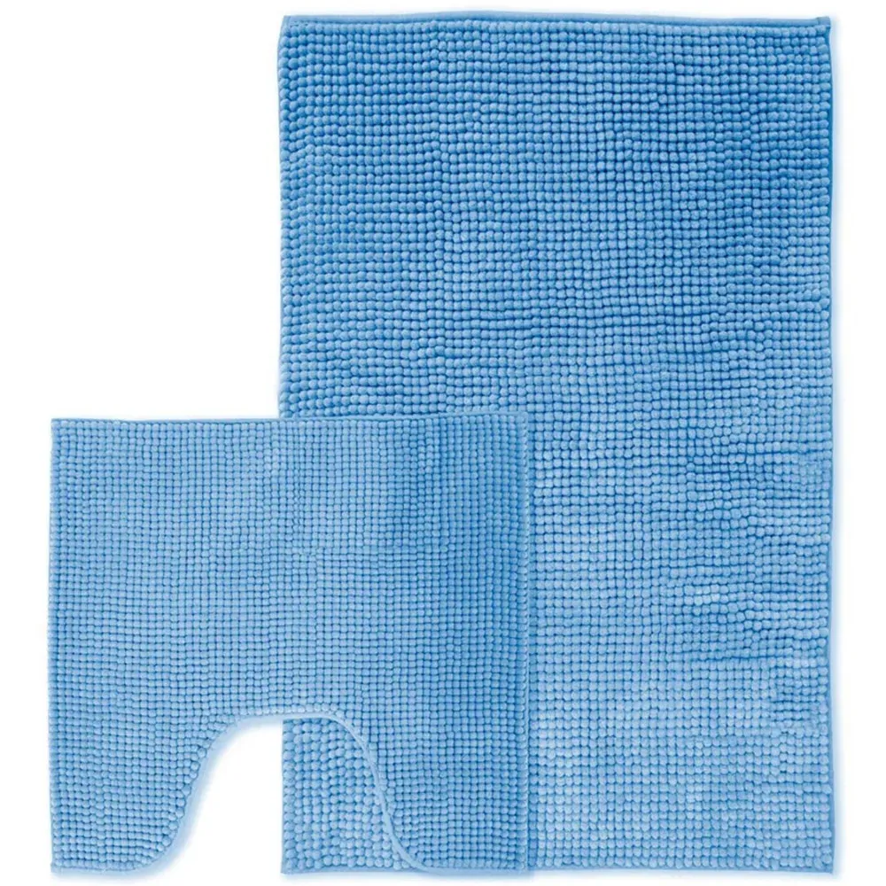 Shaggy Noodle Bath Mat 50 x 80cm - Blue, Polyester