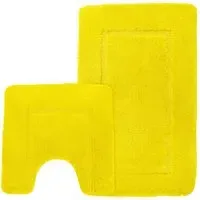 Yellow Micro Fibre Bath Mat Set - Yellow, Polyester