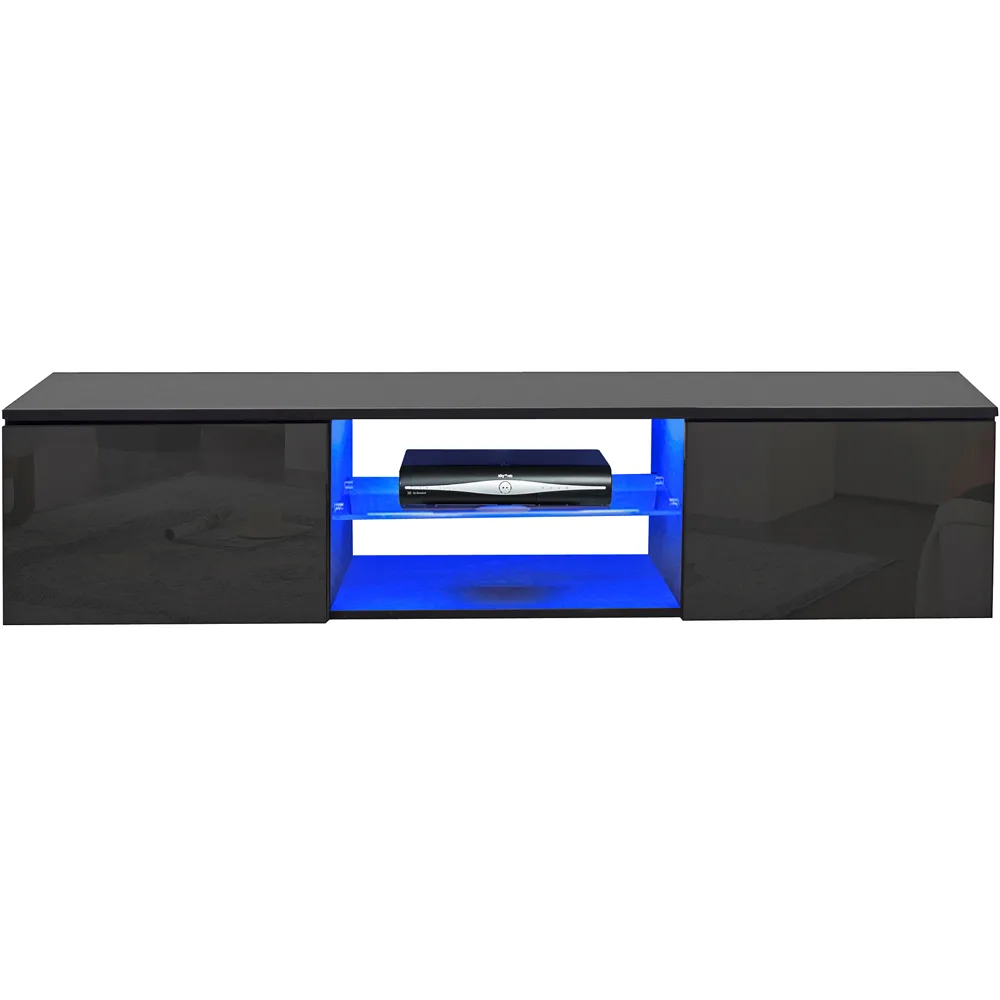 Ara 2 Door TV Cabinet with LED Lighting - Black