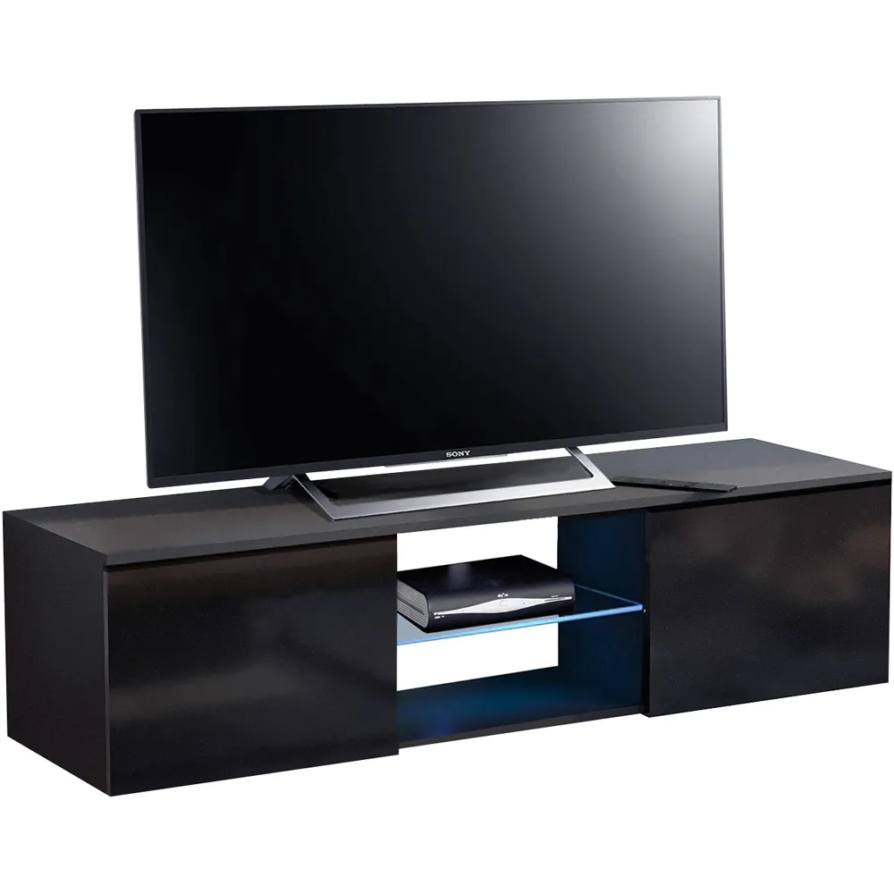 Ara 2 Door TV Cabinet with LED Lighting - Black