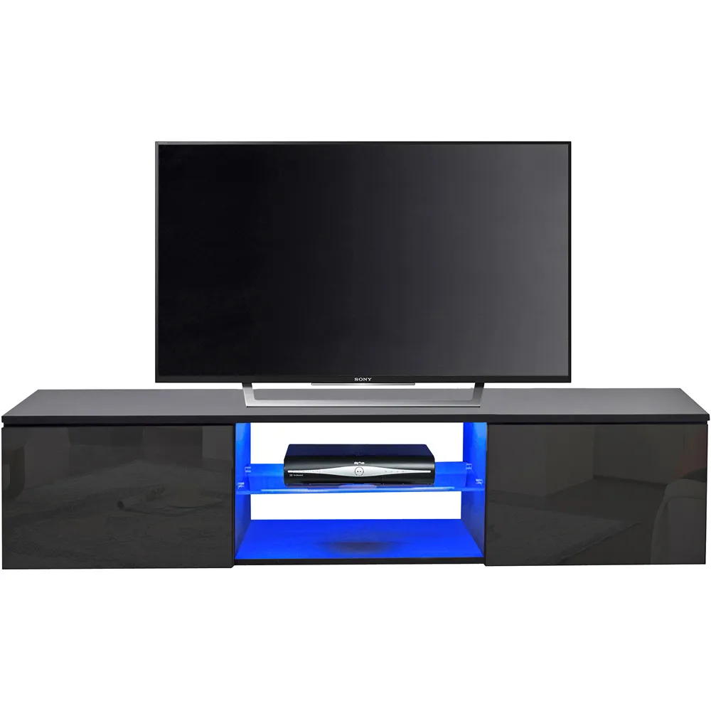 Ara 2 Door TV Cabinet with LED Lighting - Black