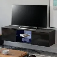 Ara 2 Door TV Cabinet with LED Lighting - Black
