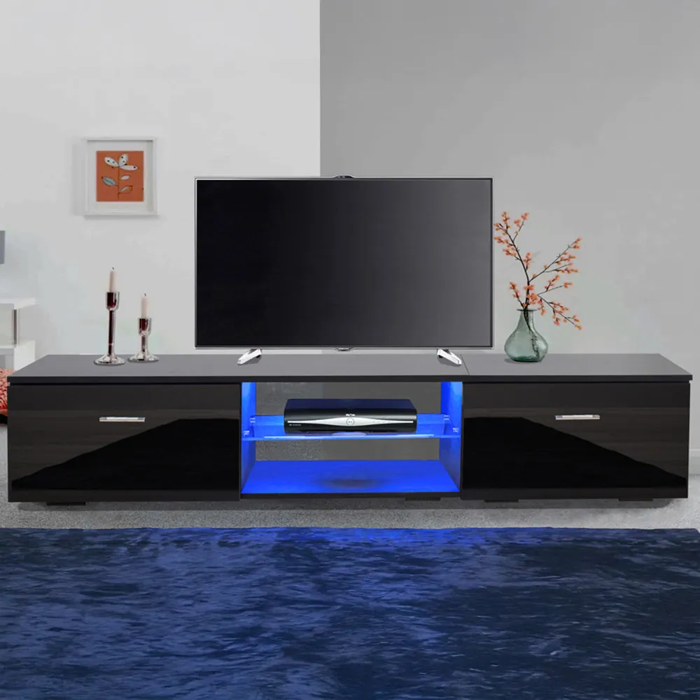 Avior 1600 2 Door TV Cabinet with LED Lighting - Black