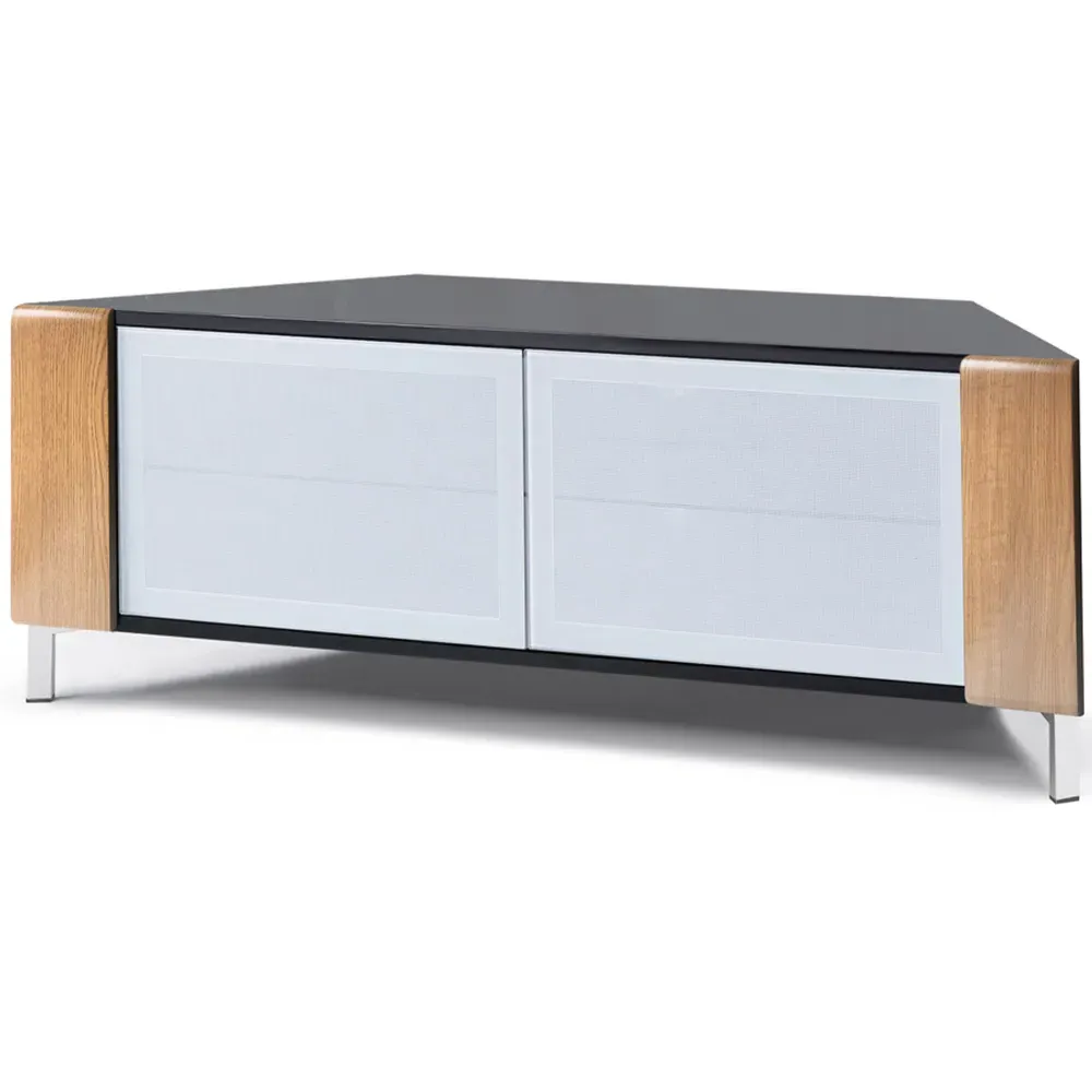 Corvus 2 Door Corner TV Cabinet with Storage - Black Oak, White