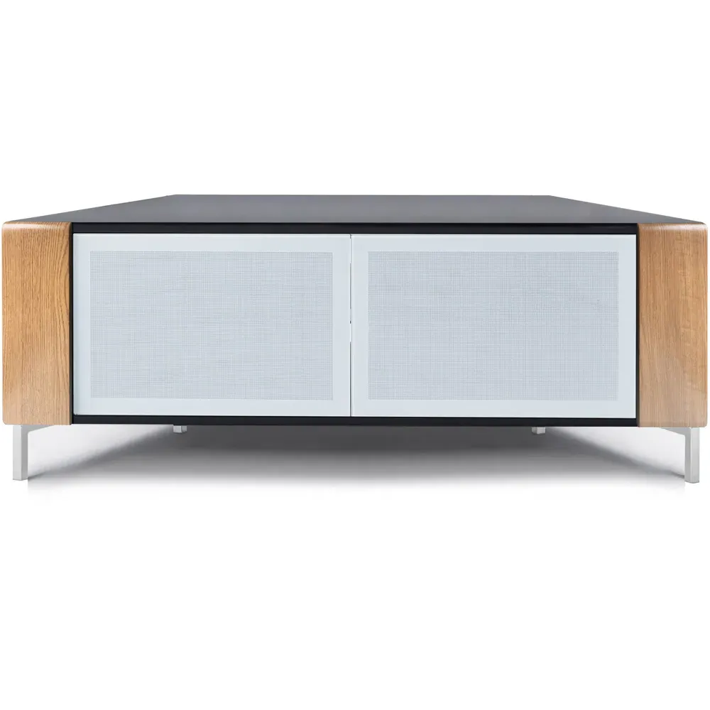 Corvus 2 Door Corner TV Cabinet with Storage - Black Oak, White