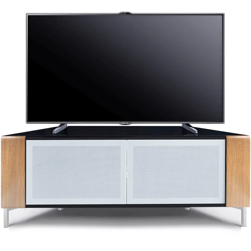 Corvus 2 Door Corner TV Cabinet with Storage - Black Oak, White