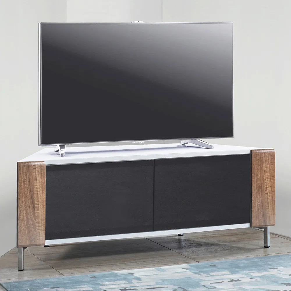 Corvus 2 Door Corner TV Cabinet with Storage - White, Walnut