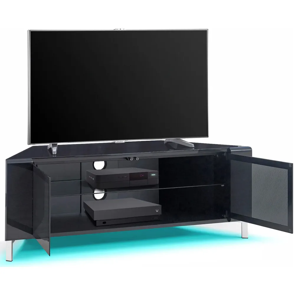 Corvus 2 Door TV Cabinet with LED Lighting - Black