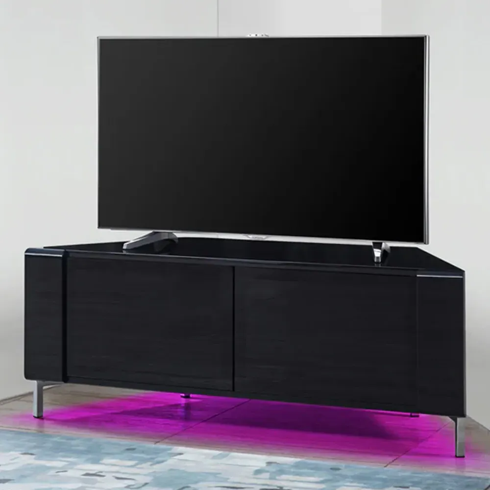 Corvus 2 Door TV Cabinet with LED Lighting - Black image