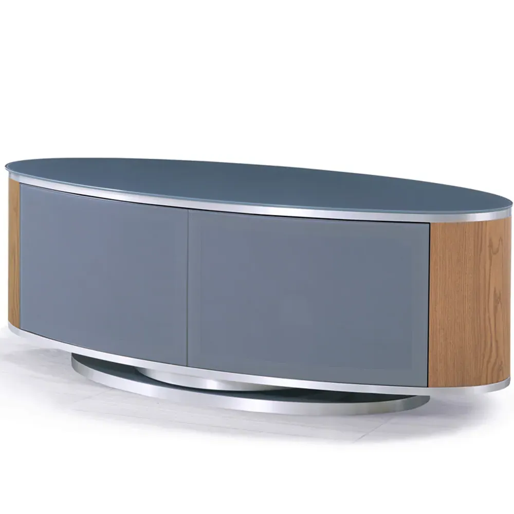 Luna 2 Door TV Cabinet with 360° Rotation - Grey, Oak