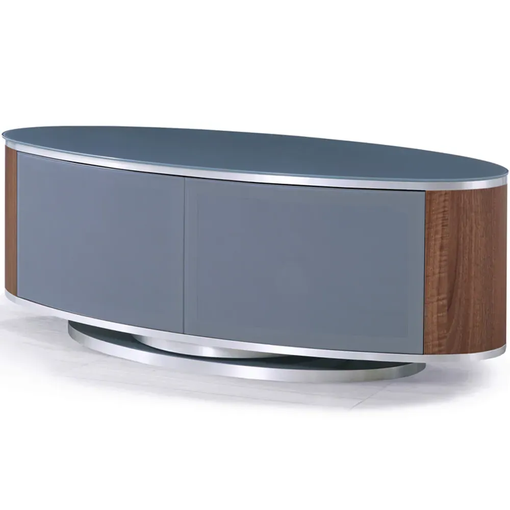 Luna 2 Door TV Cabinet with 360° Rotation - Grey, Walnut