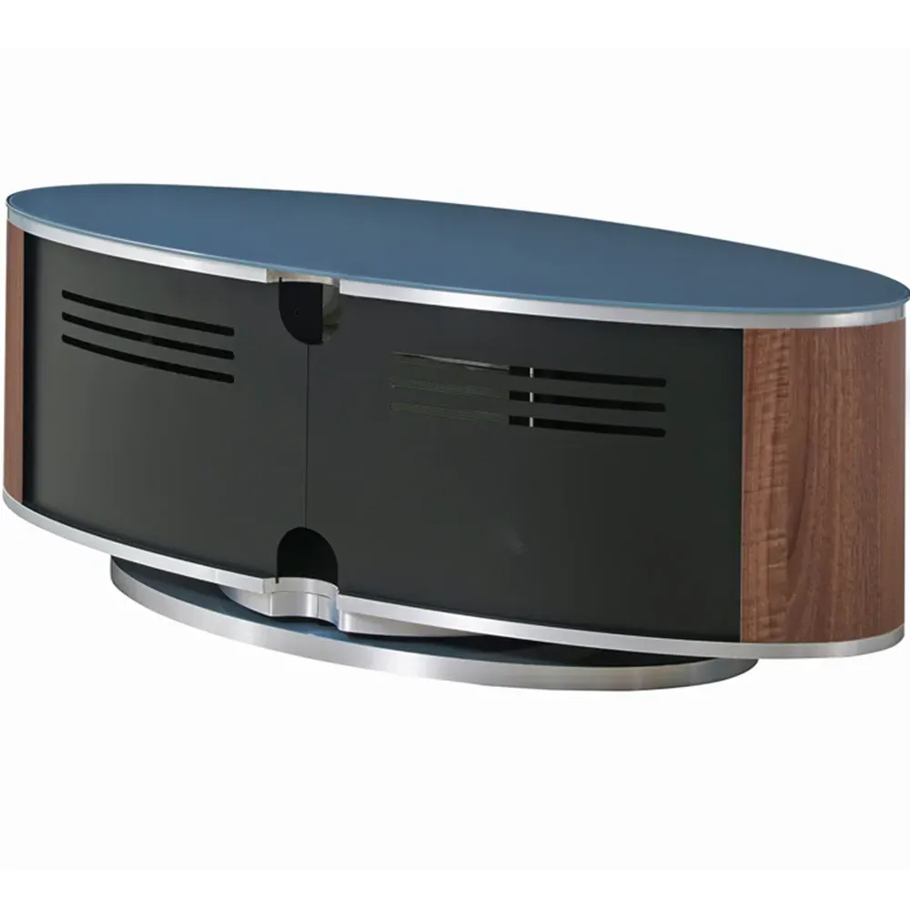 Luna 2 Door TV Cabinet with 360° Rotation - Grey, Walnut