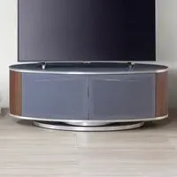 Luna 2 Door TV Cabinet with 360° Rotation - Grey, Walnut