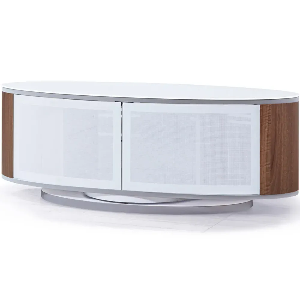 Luna 2 Door TV Cabinet with 360° Rotation - White, Walnut