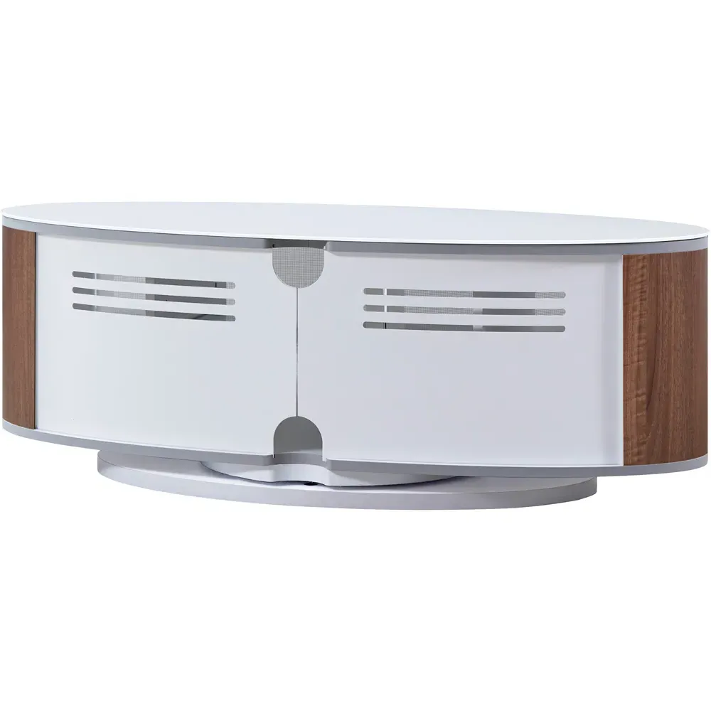 Luna 2 Door TV Cabinet with 360° Rotation - White, Walnut