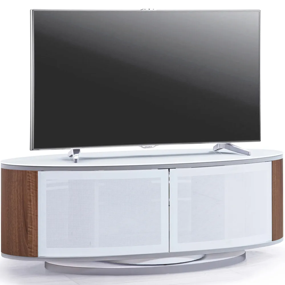 Luna 2 Door TV Cabinet with 360° Rotation - White, Walnut