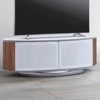 Luna 2 Door TV Cabinet with 360° Rotation - White, Walnut