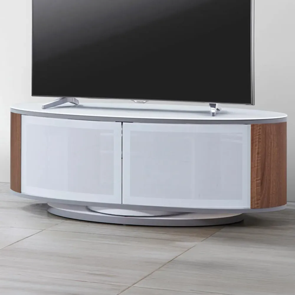 Luna 2 Door TV Cabinet with 360° Rotation - White, Walnut