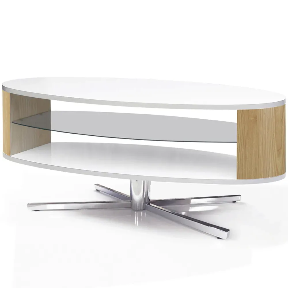 Orbit 2 Shelf TV Cabinet - White, Oak