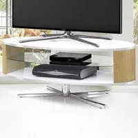 Orbit 2 Shelf TV Cabinet - White, Oak