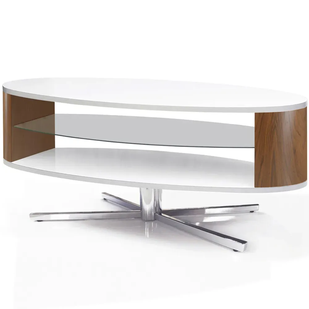 Orbit 2 Shelf TV Cabinet - White, Walnut