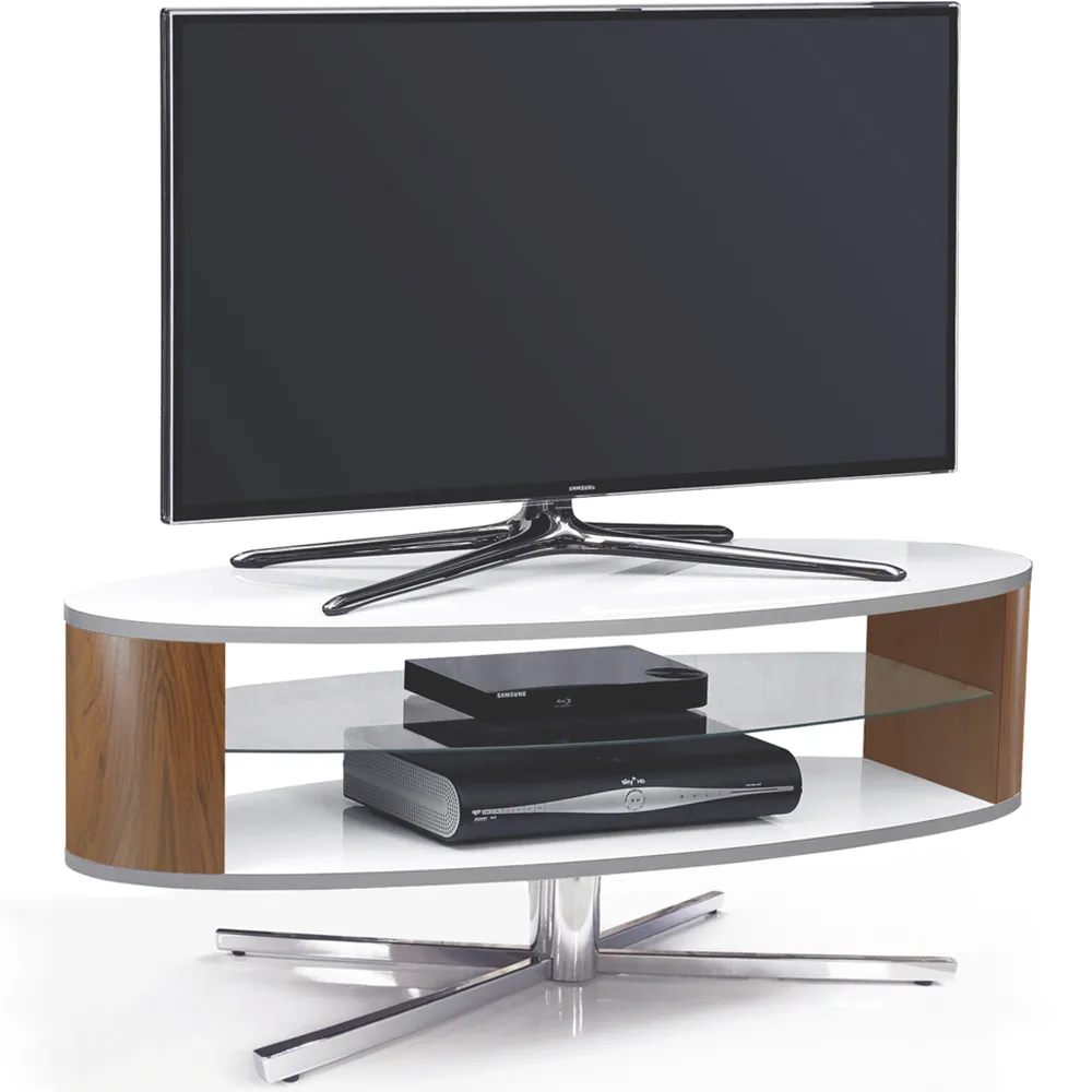 Orbit 2 Shelf TV Cabinet - White, Walnut