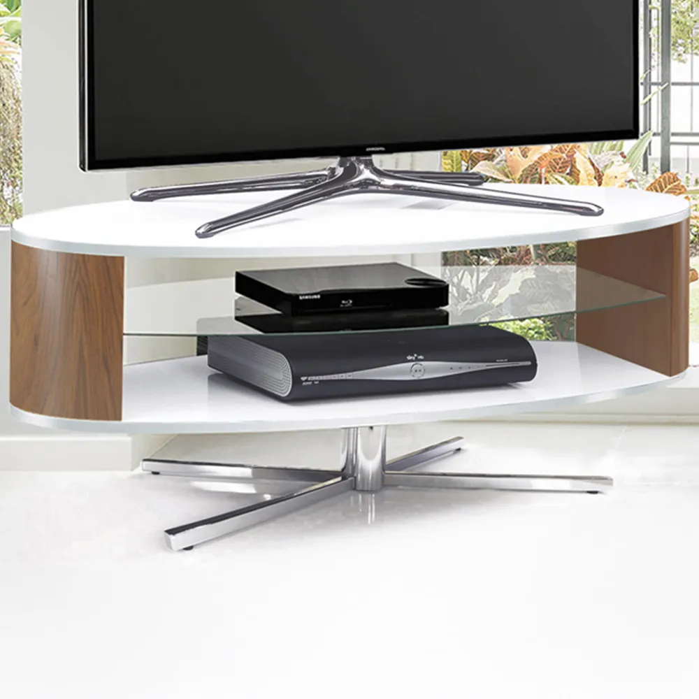 Orbit 2 Shelf TV Cabinet - White, Walnut