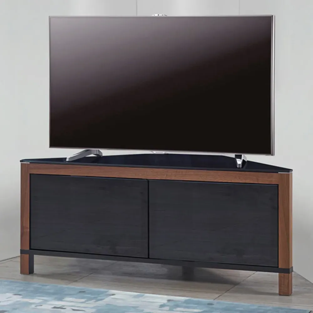 Volans Corner 2 Door TV Cabinet with Storage - Black, Walnut image