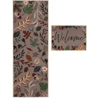 Autumn Leaf Design Runner and Mat Set - Cream
