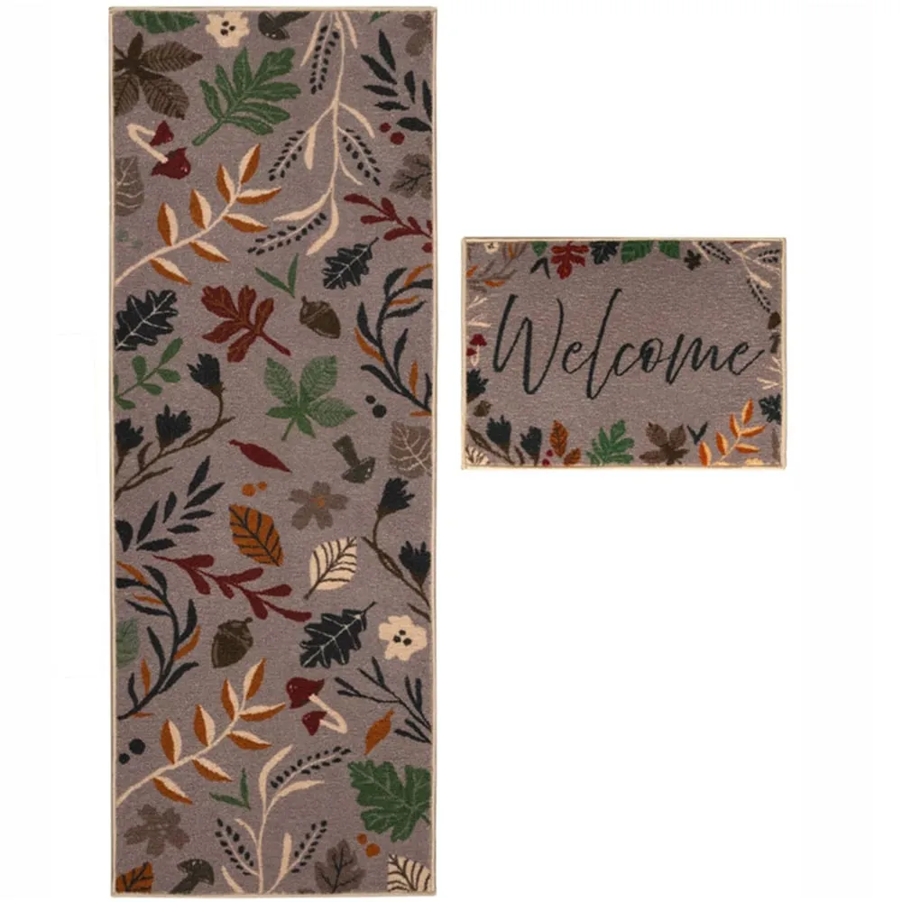 Autumn Leaf Design Runner and Mat Set - Cream image