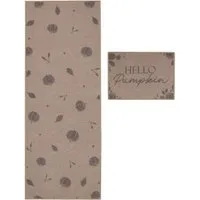 Autumn Pumpkin Design Runner and Mat Set - Cream