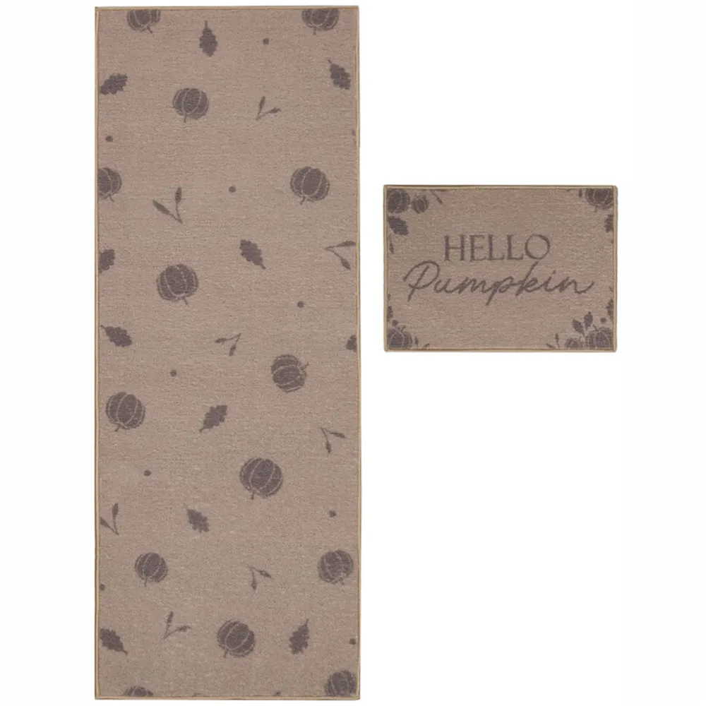 Autumn Pumpkin Design Runner and Mat Set - Cream