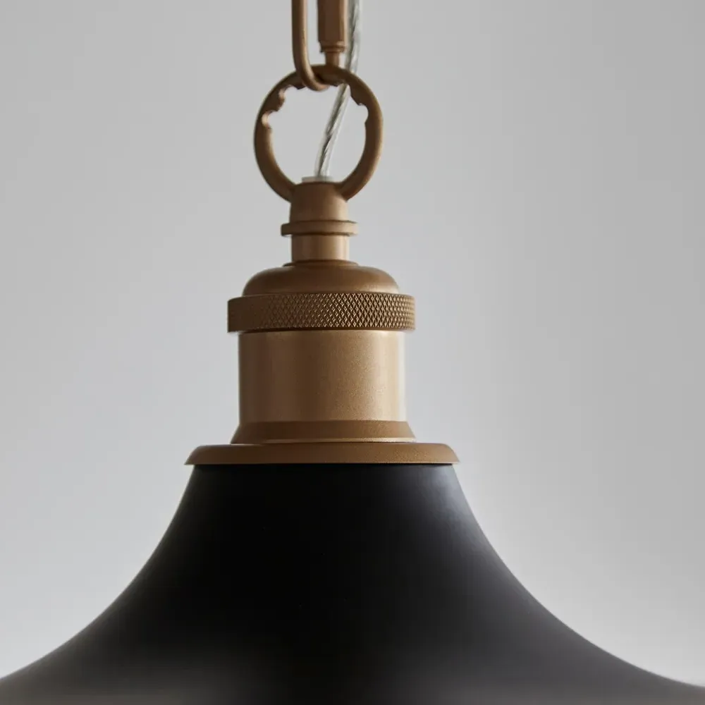 Afragola Dome Pendant Ceiling Light - Black, Satin Gold