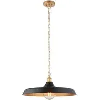 Afragola Dome Pendant Ceiling Light - Black, Satin Gold