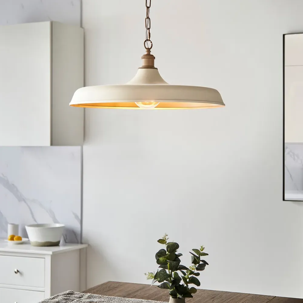 Afragola Dome Pendant Ceiling Light - White, Satin Gold