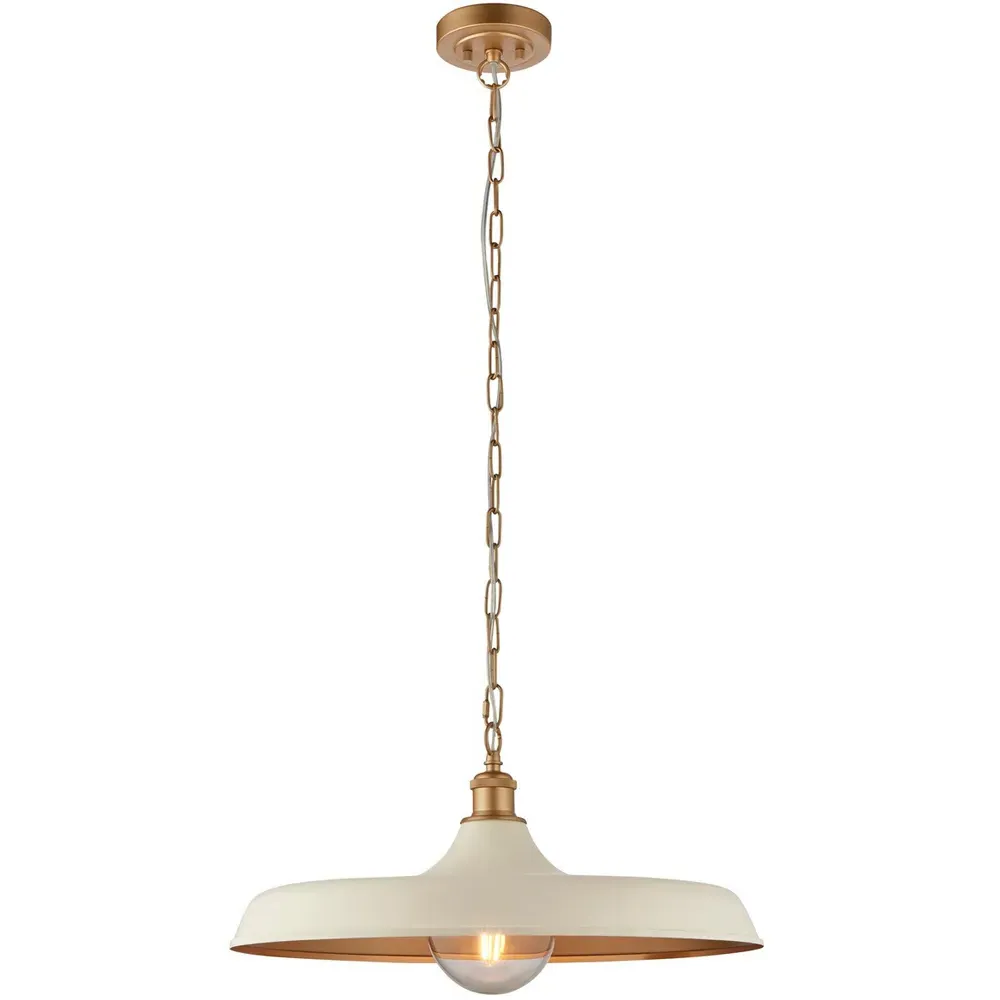 Afragola Dome Pendant Ceiling Light - White, Satin Gold