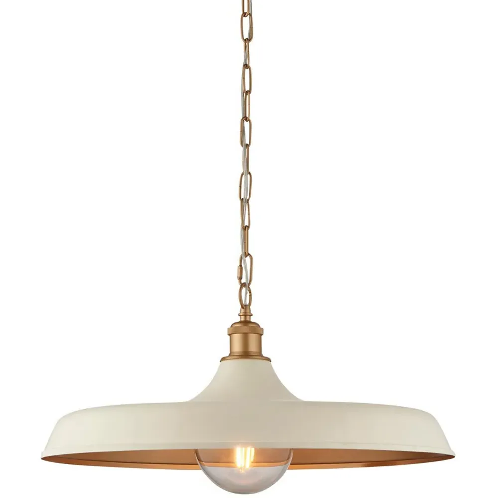 Afragola Dome Pendant Ceiling Light - White, Satin Gold