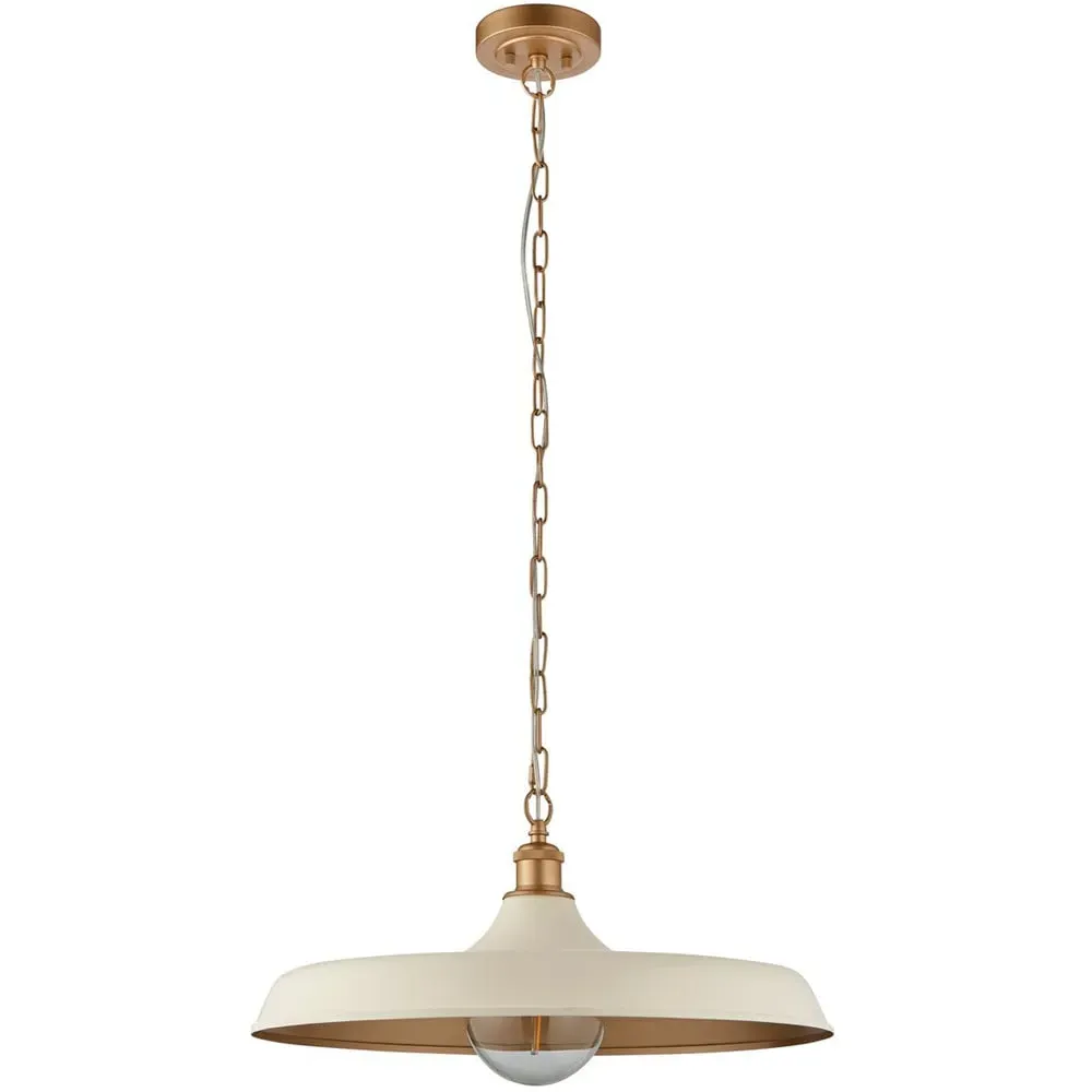 Afragola Dome Pendant Ceiling Light - White, Satin Gold