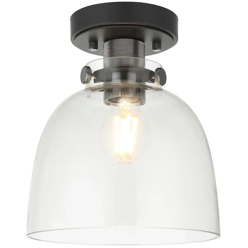 Alessandria Bowl Semi Flush Ceiling Light - Grey, Glass